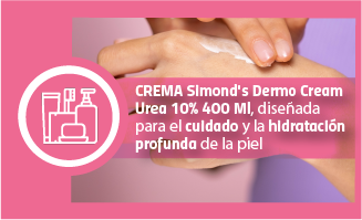 Crema Simond’s Dermo Cream Urea 10% 400 Ml, diseñada para el cuidado y la hidratación profunda de la piel